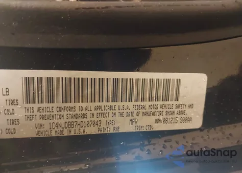 2017 Jeep Compass Sport 4X4 z USA, uszkodzony, nr VIN 1C4NJDBB7HD107043